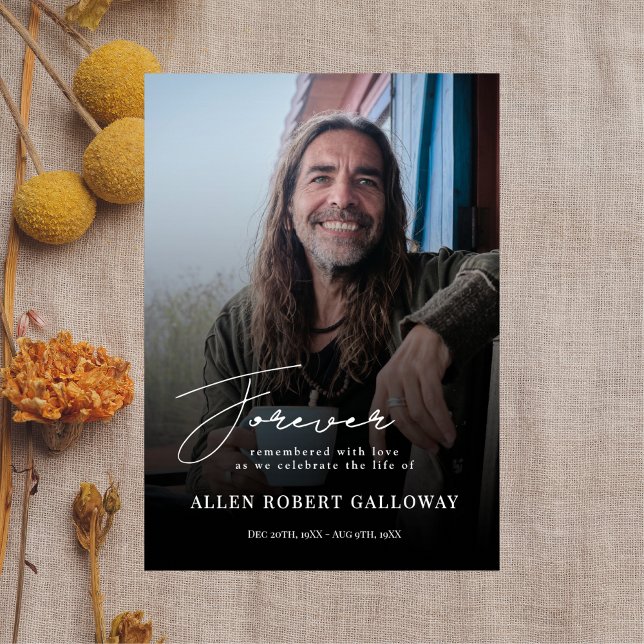 Modern Elegant Script Photo Funeral Welcome Sign (Creator Uploaded)