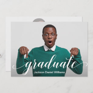 Modern Elegant Script Photo Graduation Invitations