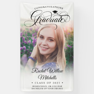 Modern Elegant Script Photo Overlay Graduation Banner