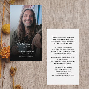 Modern Elegant Script Photo Remembrance Card