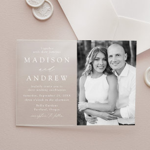 Modern Elegant Script Photo Wedding Acrylic Invitations