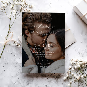 Modern Elegant Script Photo Wedding Invitation