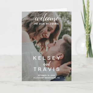 Modern Elegant Script Photo Wedding Programme