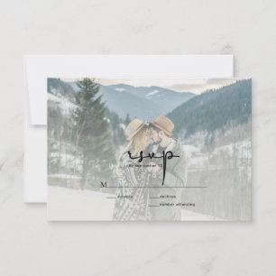 Modern Elegant Script Photo Wedding RSVP Card