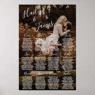 Modern Elegant Script Photo Wedding Seating Chart