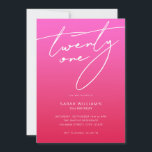 Modern Elegant Script Pink Red 21st Birthday Invitation<br><div class="desc">Modern minimalist 21st birthday invitation featuring simple design with elegant handwritten script typography.</div>