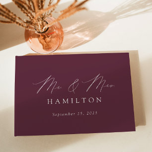 Modern Elegant Script Purple Photo Wedding Guest Book