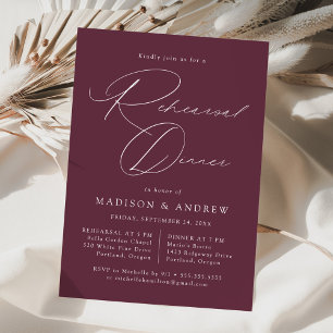 Modern Elegant Script Purple Rehearsal Dinner Invitation