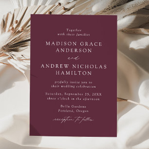 Modern Elegant Script Purple Wedding Invitation