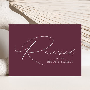 Modern Elegant Script Purple Wedding Reserved Sign