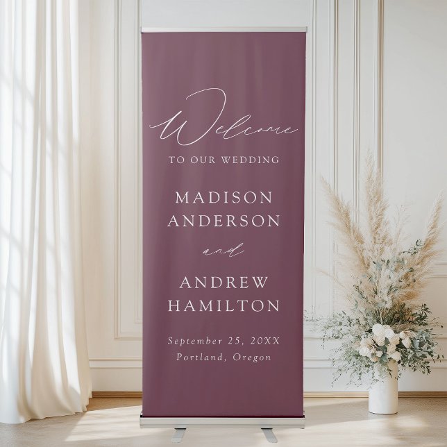 Modern Elegant Script Purple Wedding Welcome Retractable Banner (Creator Uploaded)