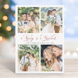 Modern Elegant Script Red Merry & Married 4 Photo  Holiday Card<br><div class="desc">Modern,  elegant calligraphy holiday 4 photo card with optional text on the back.  For more advanced customisation of this design,  please click the BLUE DESIGN TOOL BUTTON above!</div>