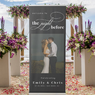 Modern Elegant Script Rehearsal Dinner Welcome Retractable Banner