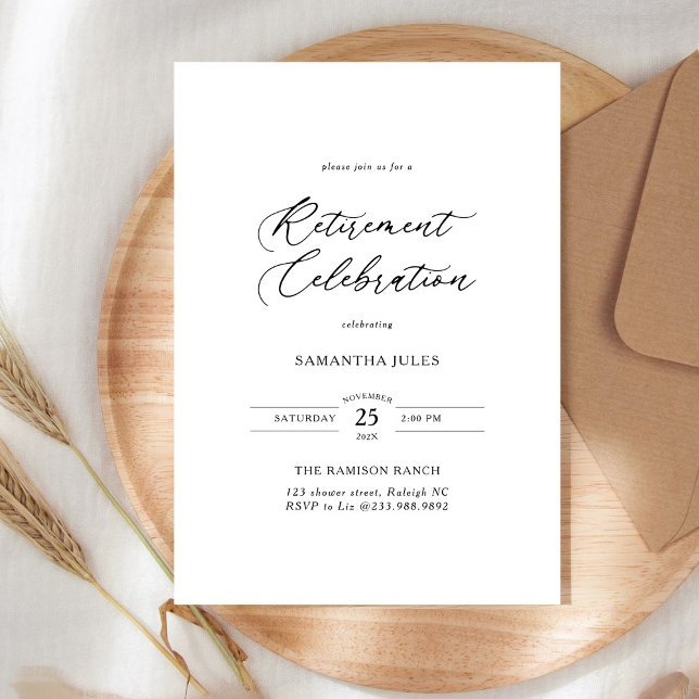 Modern Elegant Script Retirement Celebration Invitation (Creator Uploaded)