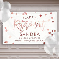 Modern Elegant Script Rose Gold Happy Retirement
