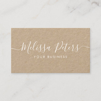 Modern Elegant Script Rustic Kraft Business Card