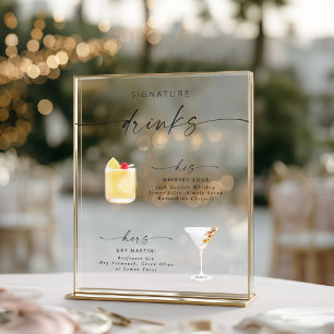 Modern Elegant Script Signature Drinks Acrylic Sign
