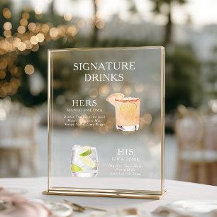 Modern Elegant Script Signature Drinks Cocktail Acrylic Sign