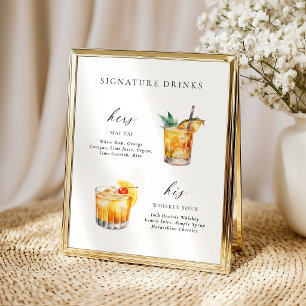 Modern Elegant Script Signature Drinks Cocktail Poster