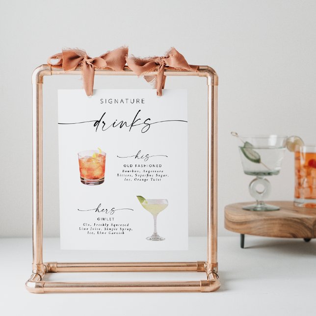 Modern Elegant Script Signature Drinks Poster (Creator Uploaded)