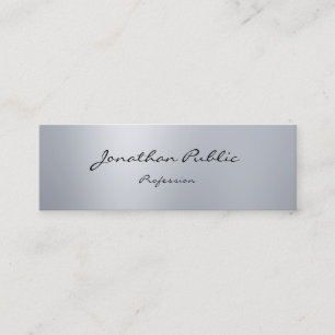 Modern Elegant Script Silver Minimalistic Trendy Mini Business Card