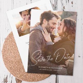 Modern Elegant Script Simple Photo Save The Date