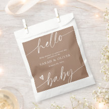 Modern Elegant Script Tan Brown Baby Shower