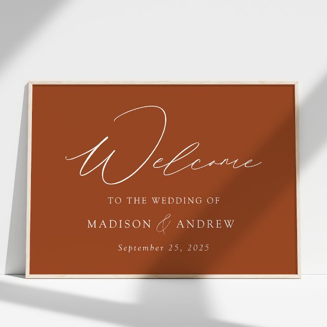 Modern Elegant Script Terracotta Wedding Welcome Poster (Creator Uploaded)