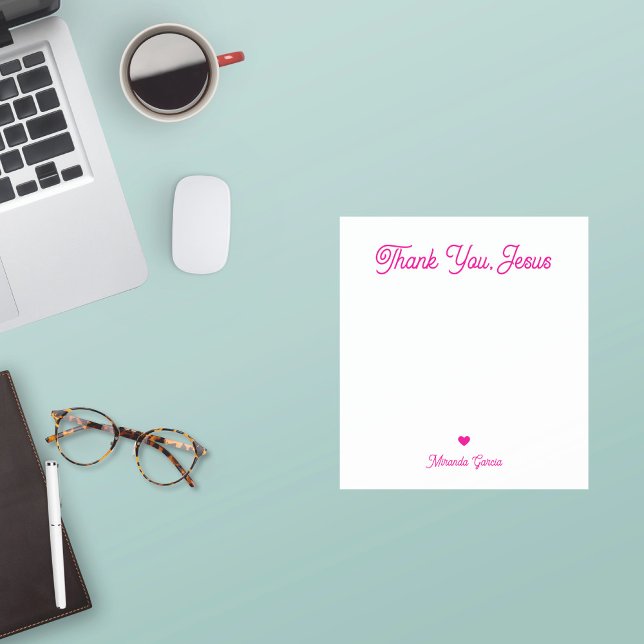 Modern Elegant Script Thank You Jesus Custom Name  Notepad (Creator Uploaded)