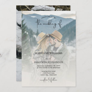 Modern Elegant Script Two Photo Wedding Invitation