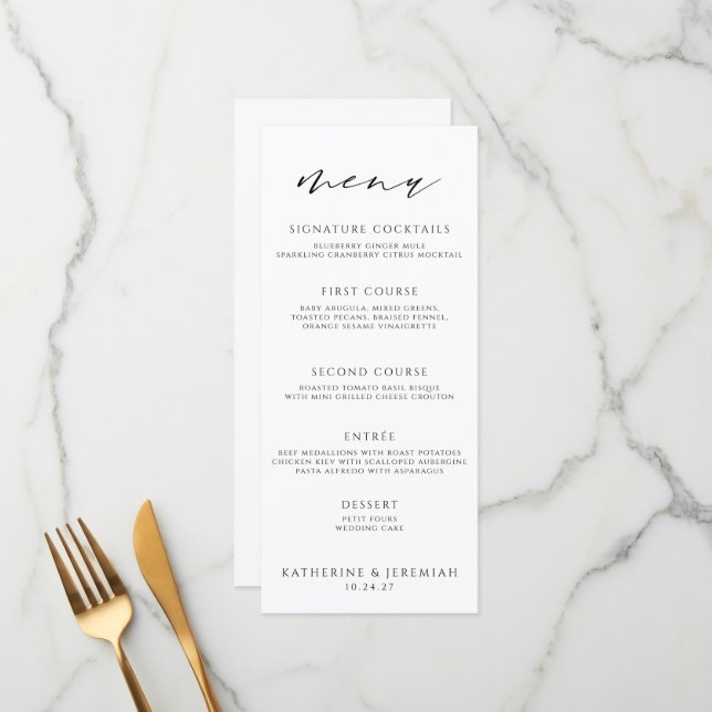 Modern Elegant Script Typography Menu (Front/Back In Situ)