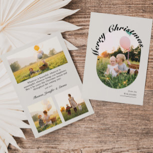 Modern Elegant Script Typography Oval Photo Holiday Card
