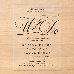 Modern Elegant Script  Wedding  Acrylic Invitations