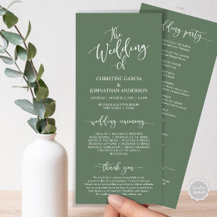 Modern Elegant Script, Wedding Ceremony Programme