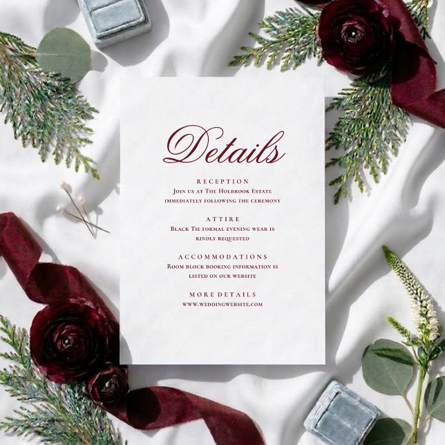 Modern Elegant Script Wedding Details Enclosure Card (Creator Uploaded)
