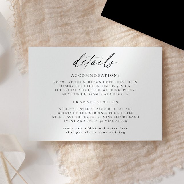 Modern Elegant Script Wedding Details Invitation (Creator Uploaded)