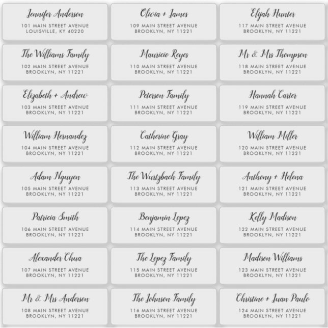 Modern Elegant Script Wedding Guest Address Label (Front)