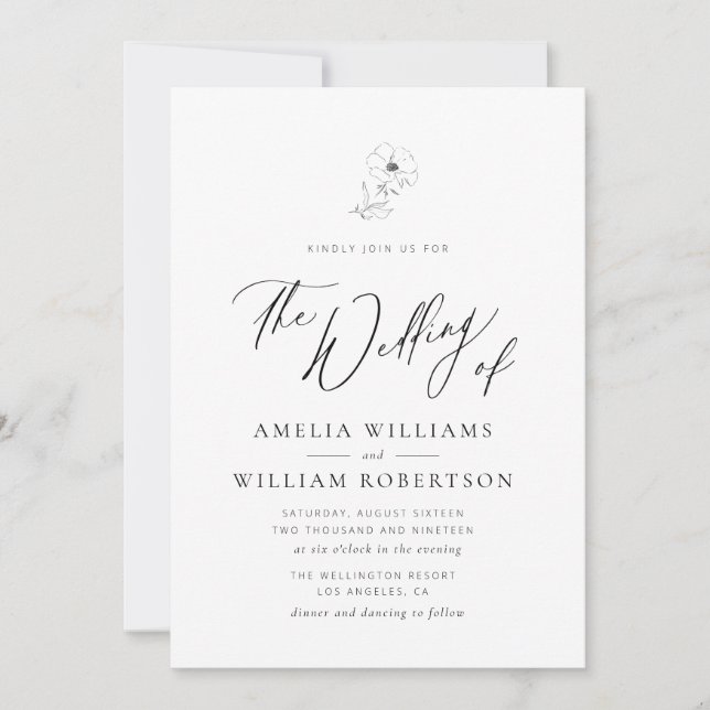 modern elegant script wedding invitation (Front)