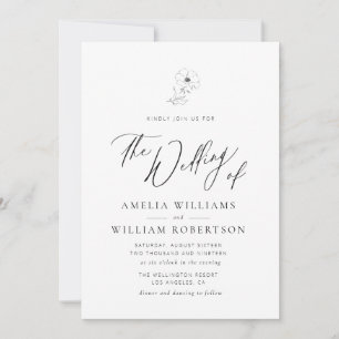 modern elegant script wedding invitation