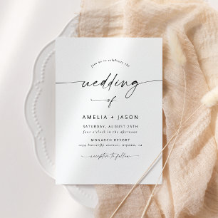 Modern Elegant Script Wedding Invitation