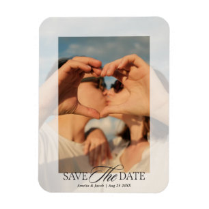 Modern Elegant Script Wedding Photo  Magnet