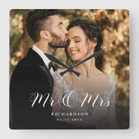 Modern Elegant Script Wedding Photo Newlywed Chic