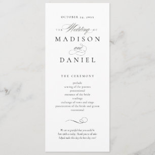 Modern Elegant Script Wedding Programme