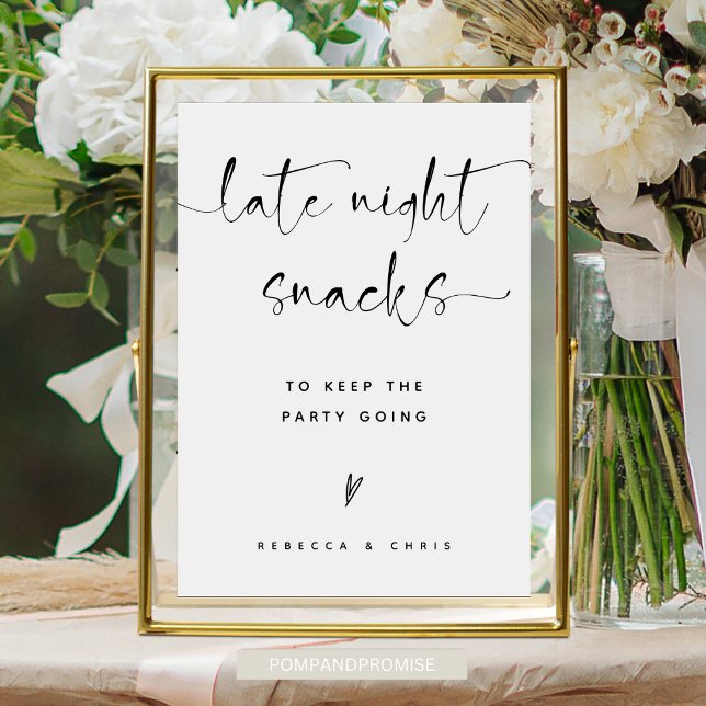 Modern Elegant Script Wedding Snack Station Sign (Creator Uploaded)
