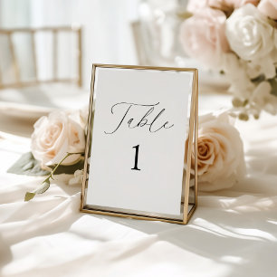 Modern Elegant Script Wedding Table Number Card