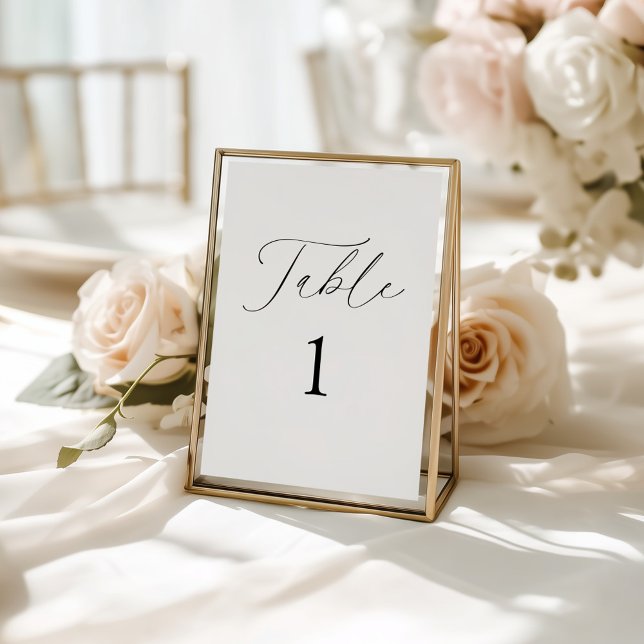 Modern Elegant Script Wedding Table Number Card (Creator Uploaded)