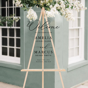 Modern Elegant Script Wedding Welcome Acrylic Sign