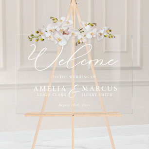 Modern Elegant Script Wedding Welcome Acrylic Sign
