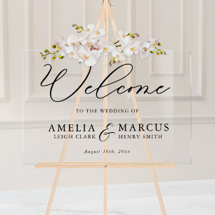 Modern Elegant Script Wedding Welcome Acrylic Sign
