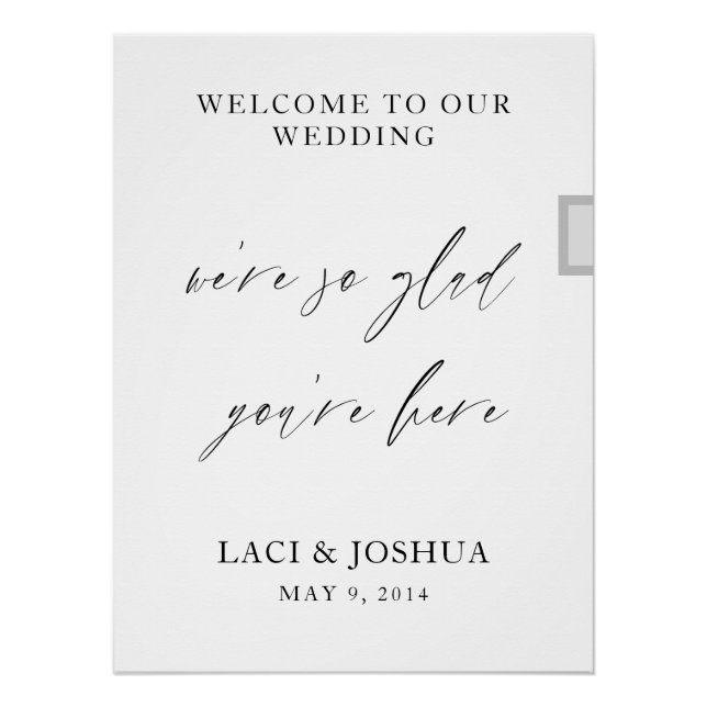 Modern Elegant Script Wedding Welcome Poster Sign  (Front)